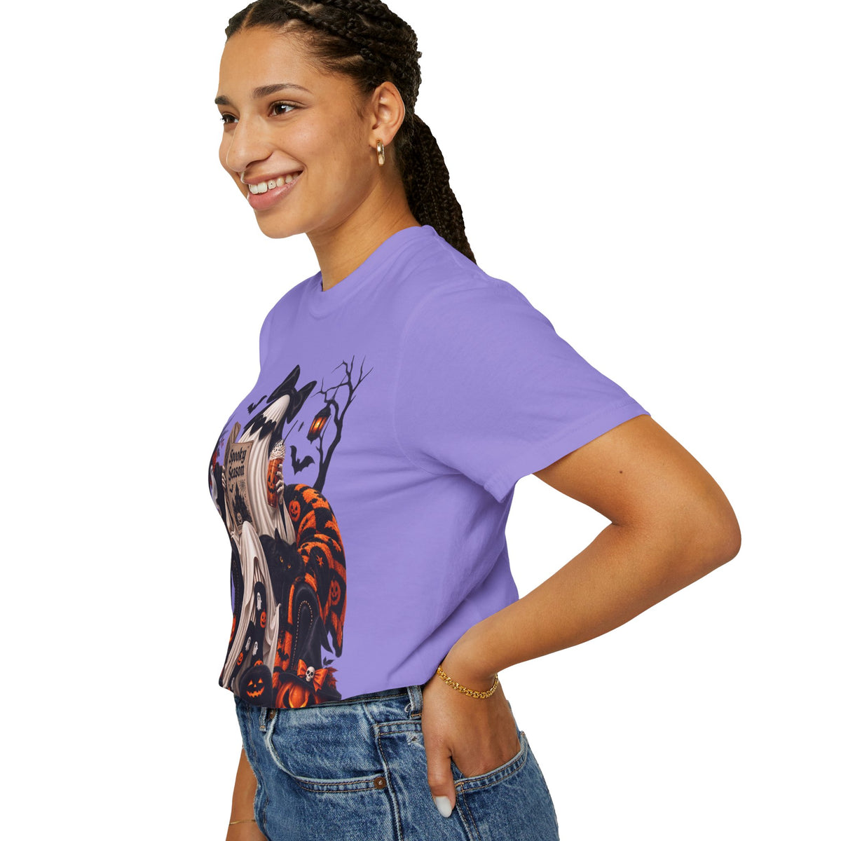 Halloween Ghost Reading T-Shirt — Spooky Pumpkin & 'Spooky Season' Graphic