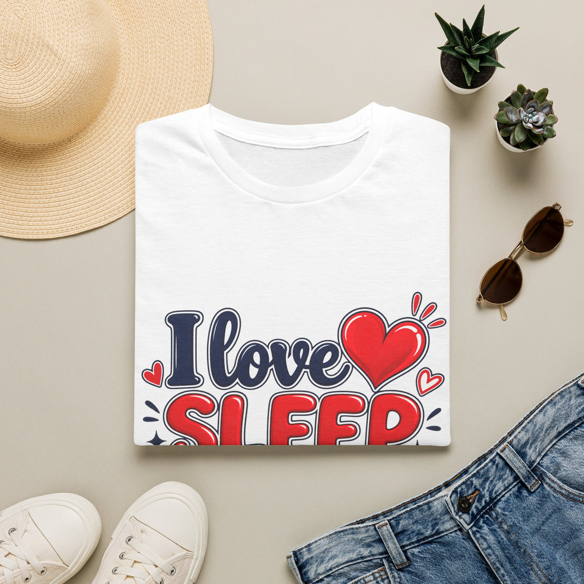I Love Sleep T-Shirt — Cute Heart Graphic Sleep Lover Tee