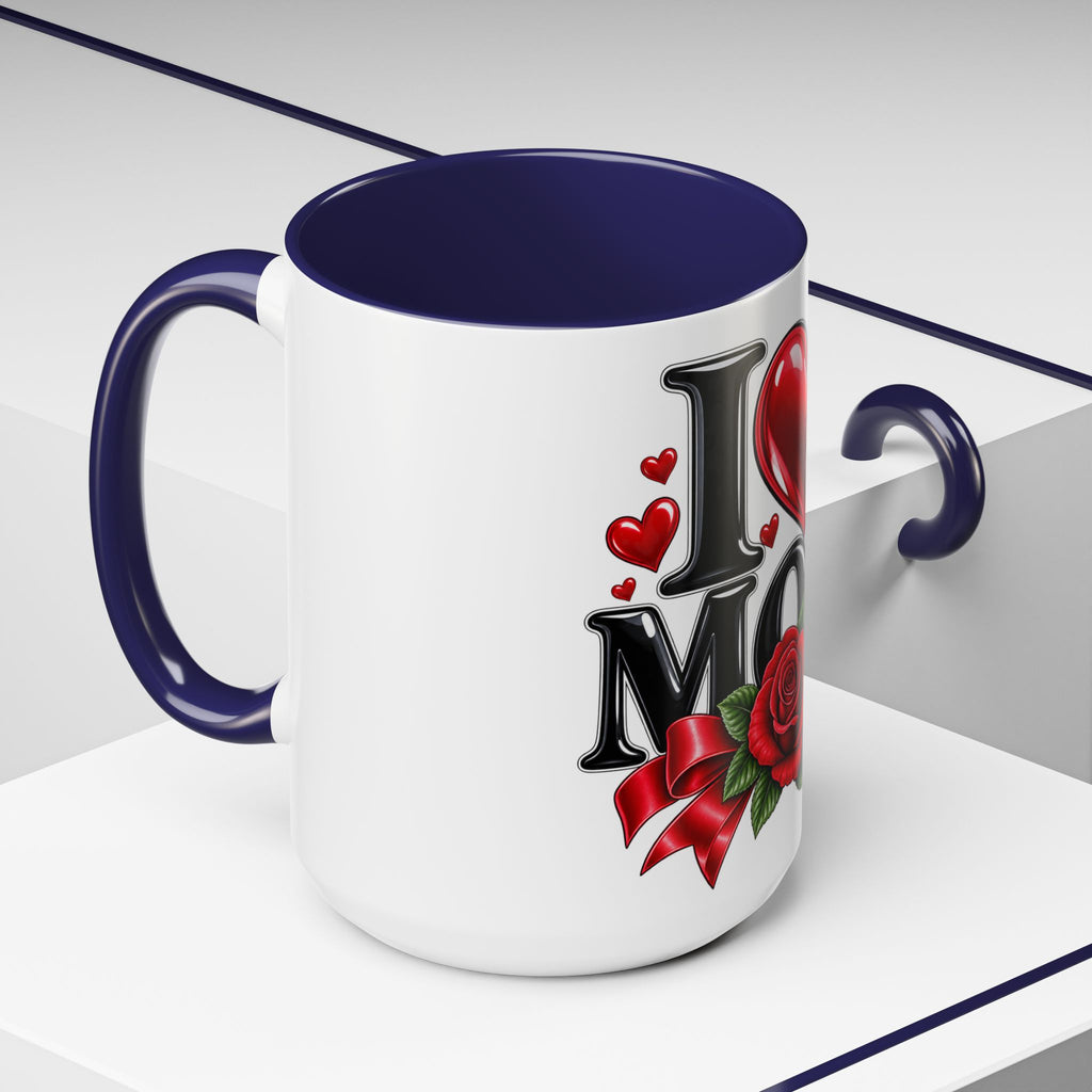 I  Mom Coffee Mug – Red Rose Mother’s Day Accent Mug (11/15oz)