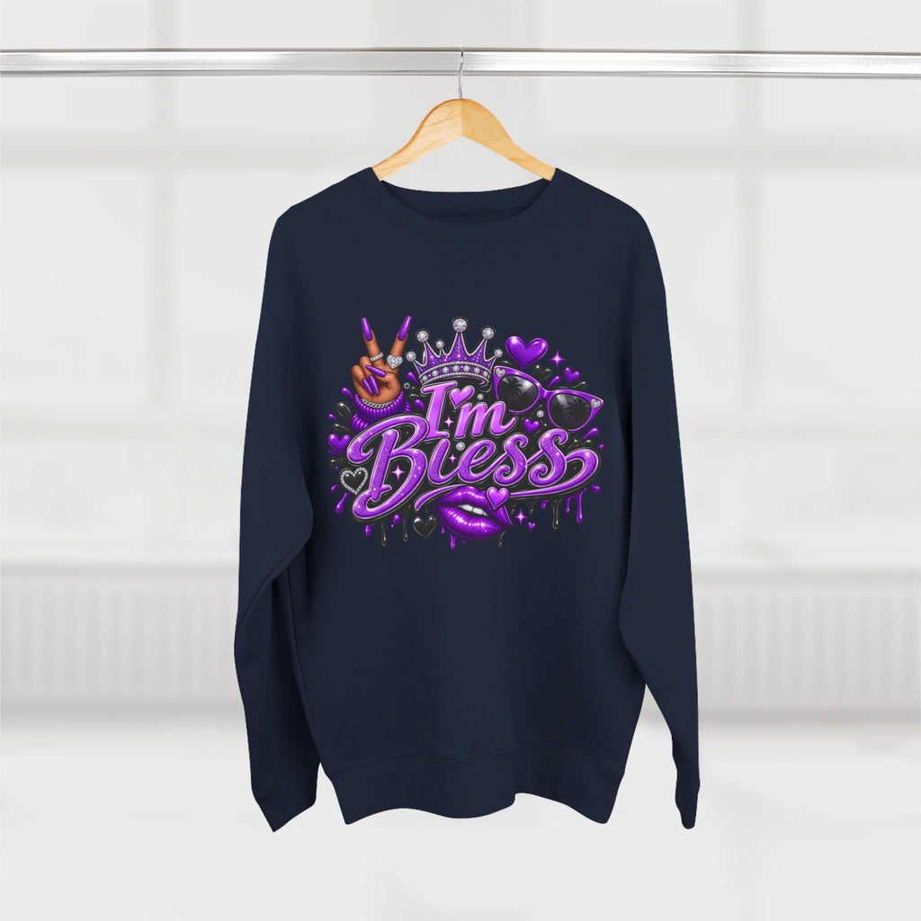 I'm Bless Graphic Sweatshirt — Purple Crown Streetwear Crewneck