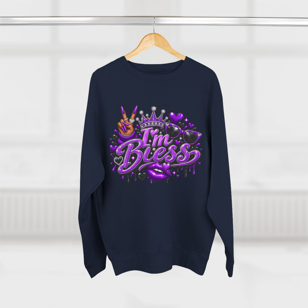 I'm Bless Graphic Sweatshirt — Purple Crown Streetwear Crewneck