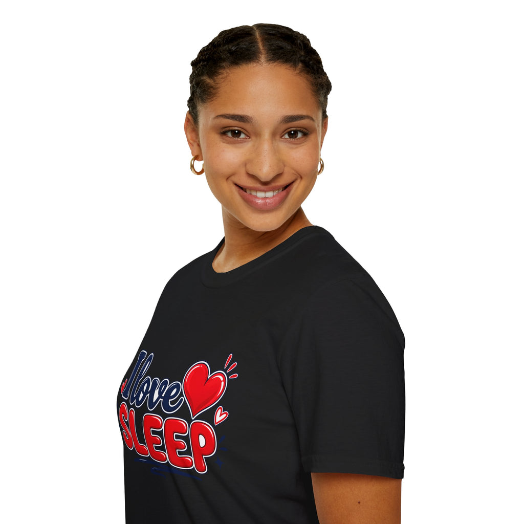 I Love Sleep T-Shirt — Cute Heart Graphic Sleep Lover Tee