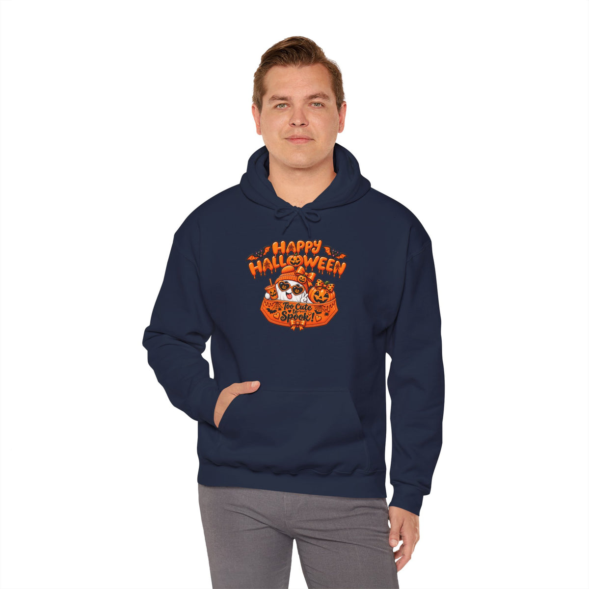 Halloween Cat Hoodie – "Happy Halloween" Pumpkin Cats Graphic