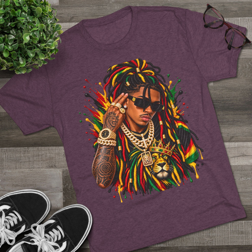 Rasta Lion Graphic T‑Shirt — Reggae Dreadlocks Hip‑Hop Streetwear