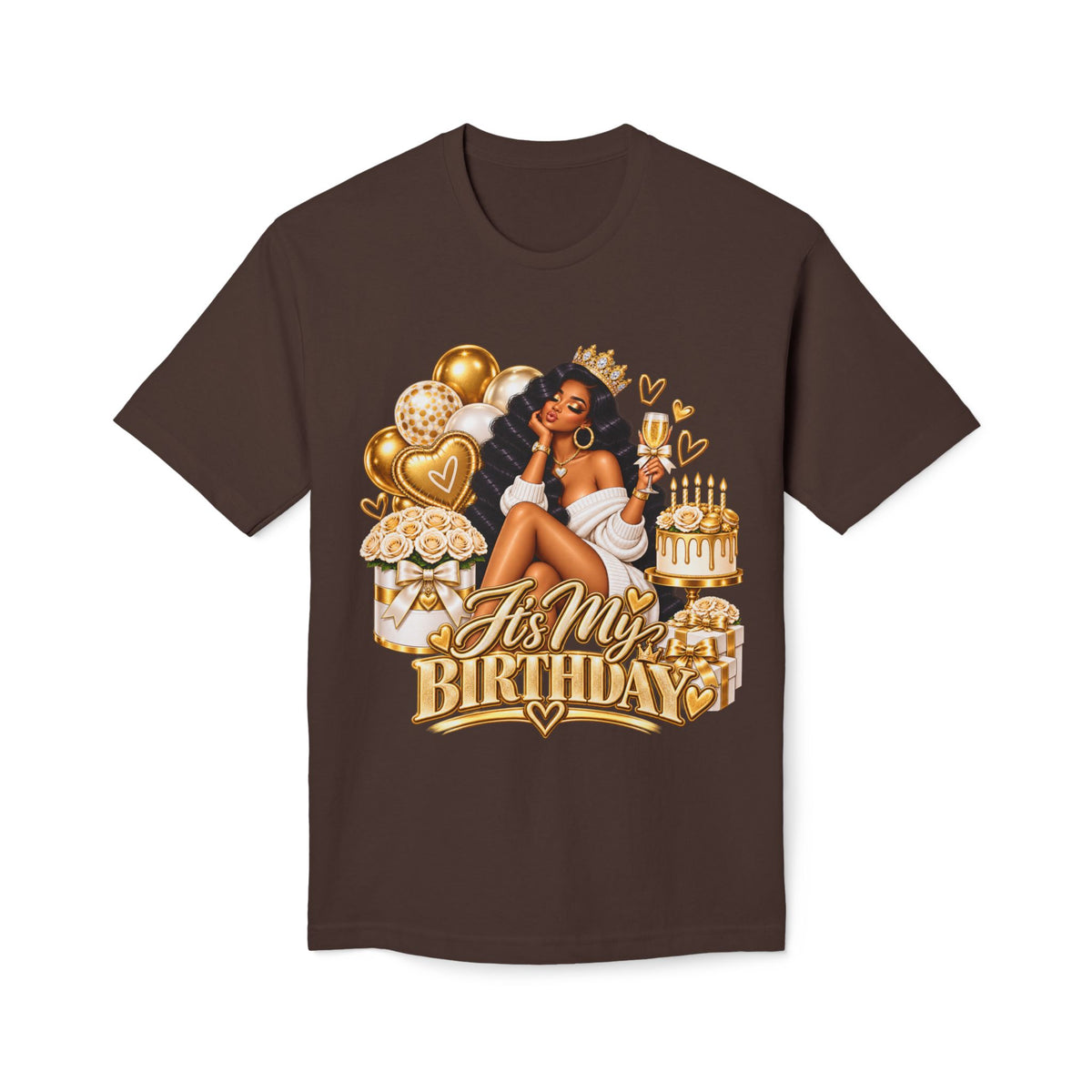 Birthday Queen T-Shirt – "It's My Birthday" Gold Party Design
