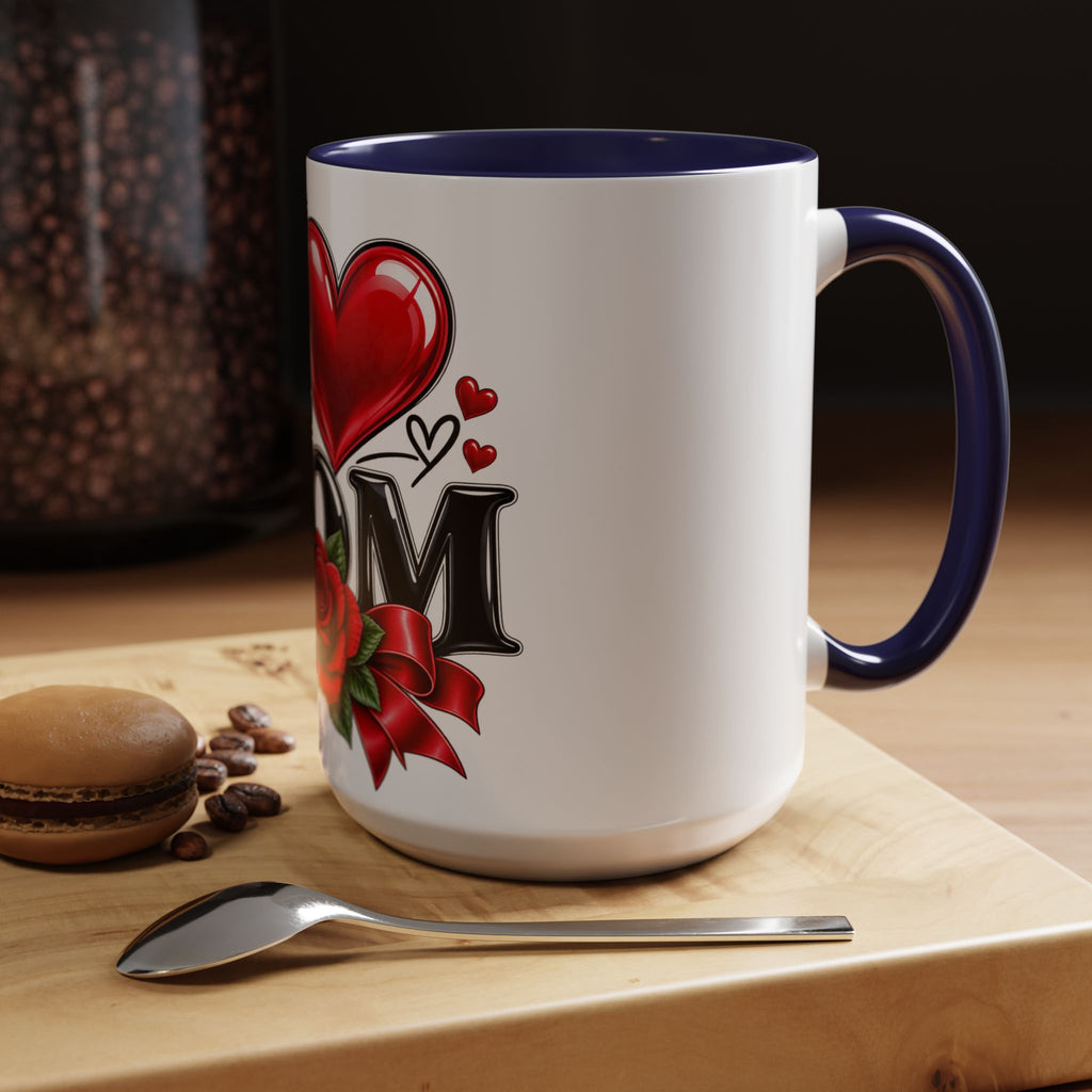 I  Mom Coffee Mug – Red Rose Mother’s Day Accent Mug (11/15oz)