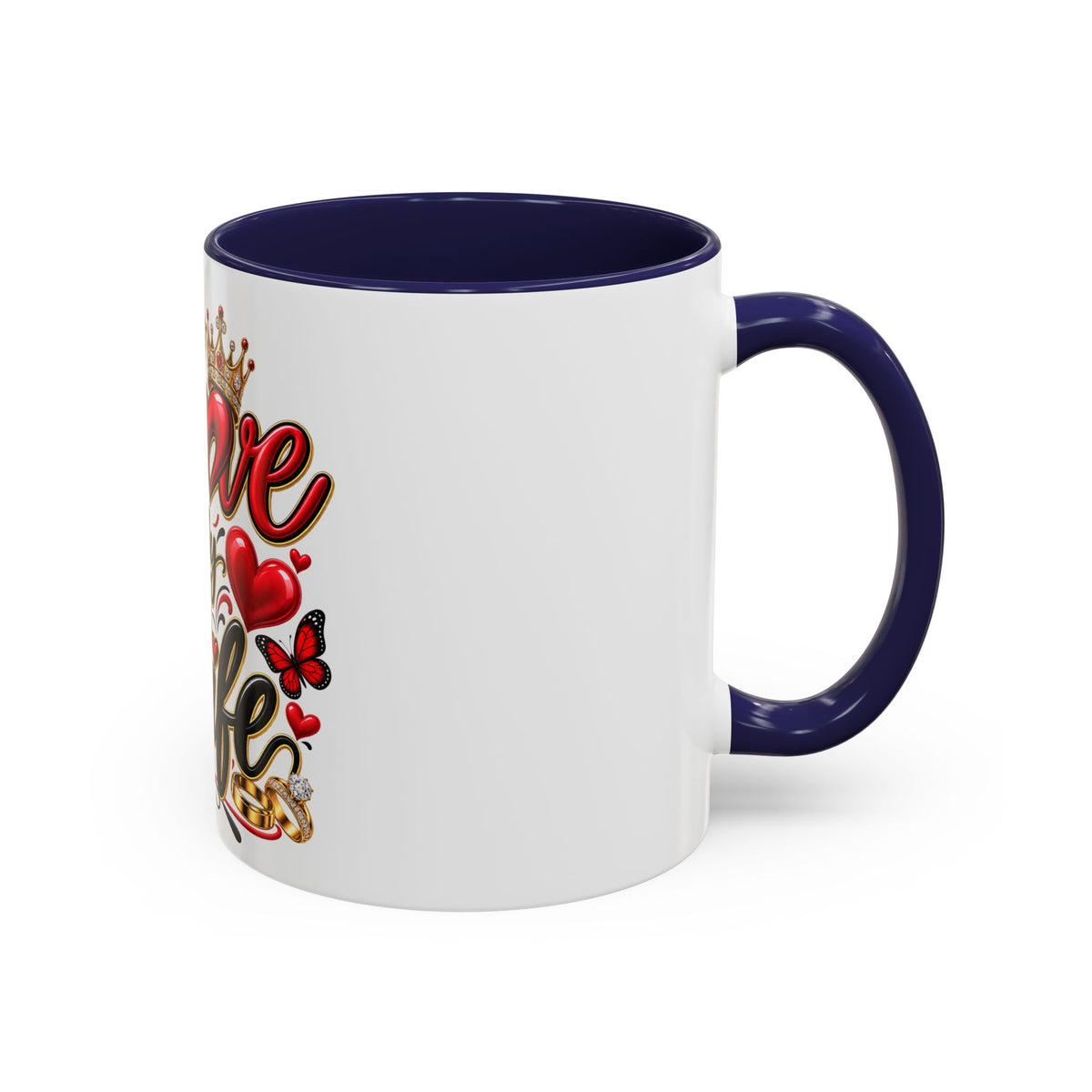 I Love My Wife Coffee Mug – Romantic Roses & Crown Accent Mug (11/15 oz)