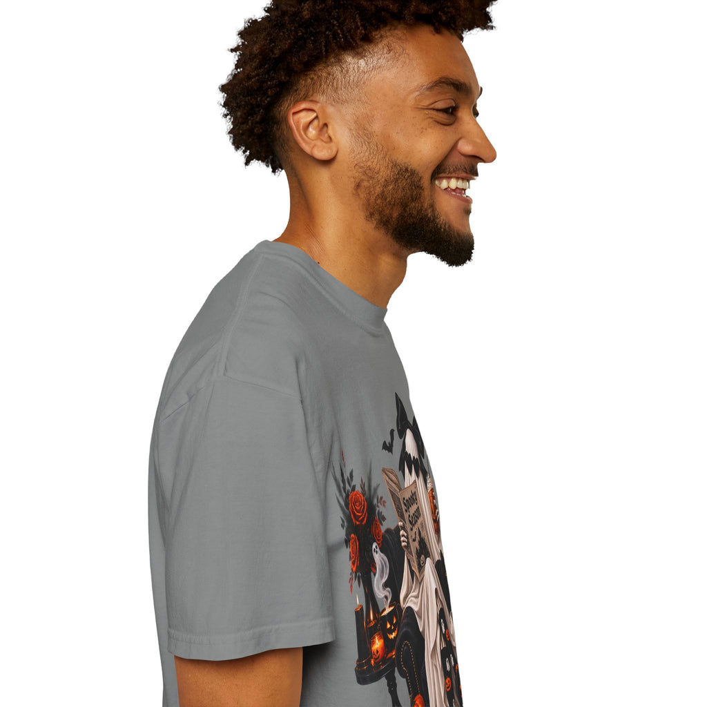 Halloween Ghost Reading T-Shirt — Spooky Pumpkin & 'Spooky Season' Graphic