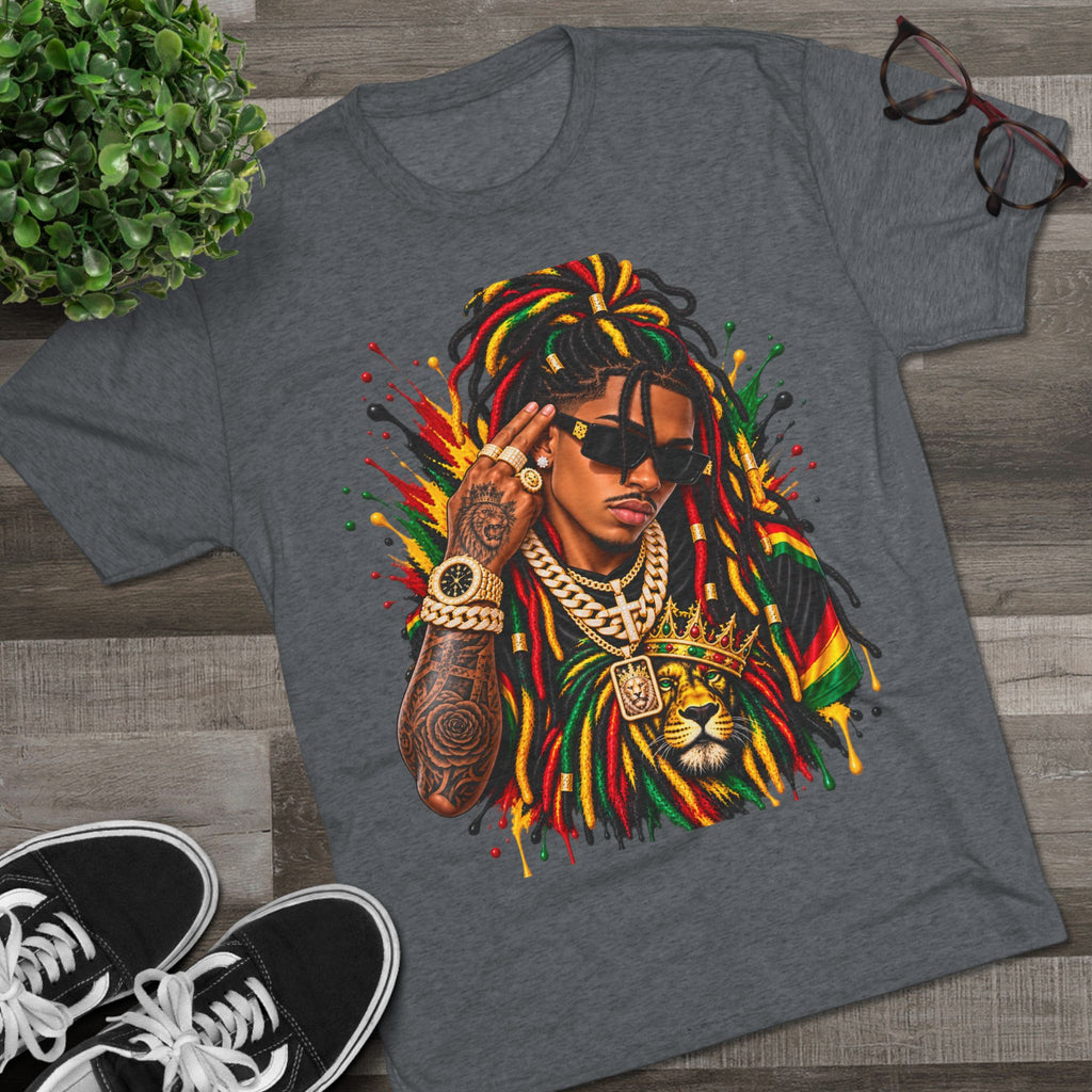 Rasta Lion Graphic T‑Shirt — Reggae Dreadlocks Hip‑Hop Streetwear