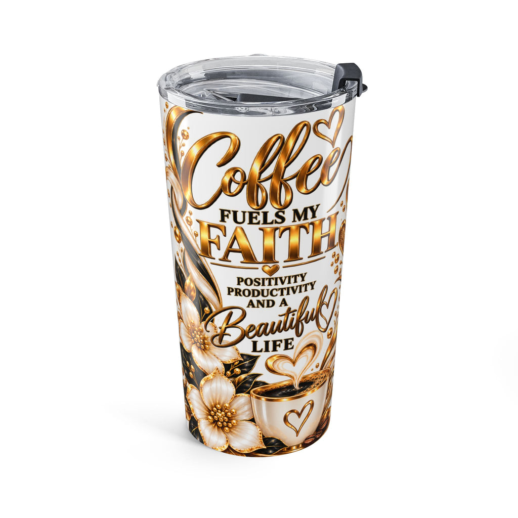 20oz Gold Floral Heart Tumbler – Sparkling Coffee Travel Cup