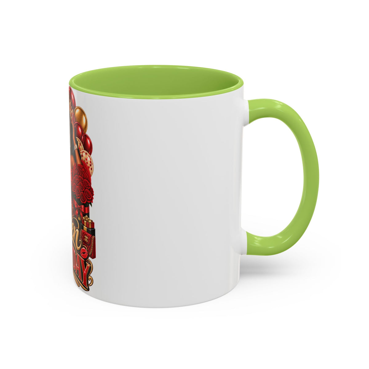 Queen Birthday Coffee Mug — Black Woman Birthday Gift, 'Queen' Red & Gold Accent Mug (11/15oz)