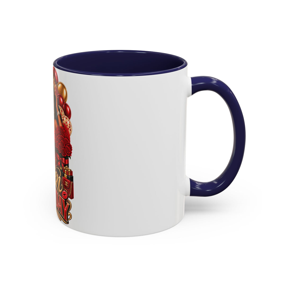Queen Birthday Coffee Mug — Black Woman Birthday Gift, 'Queen' Red & Gold Accent Mug (11/15oz)