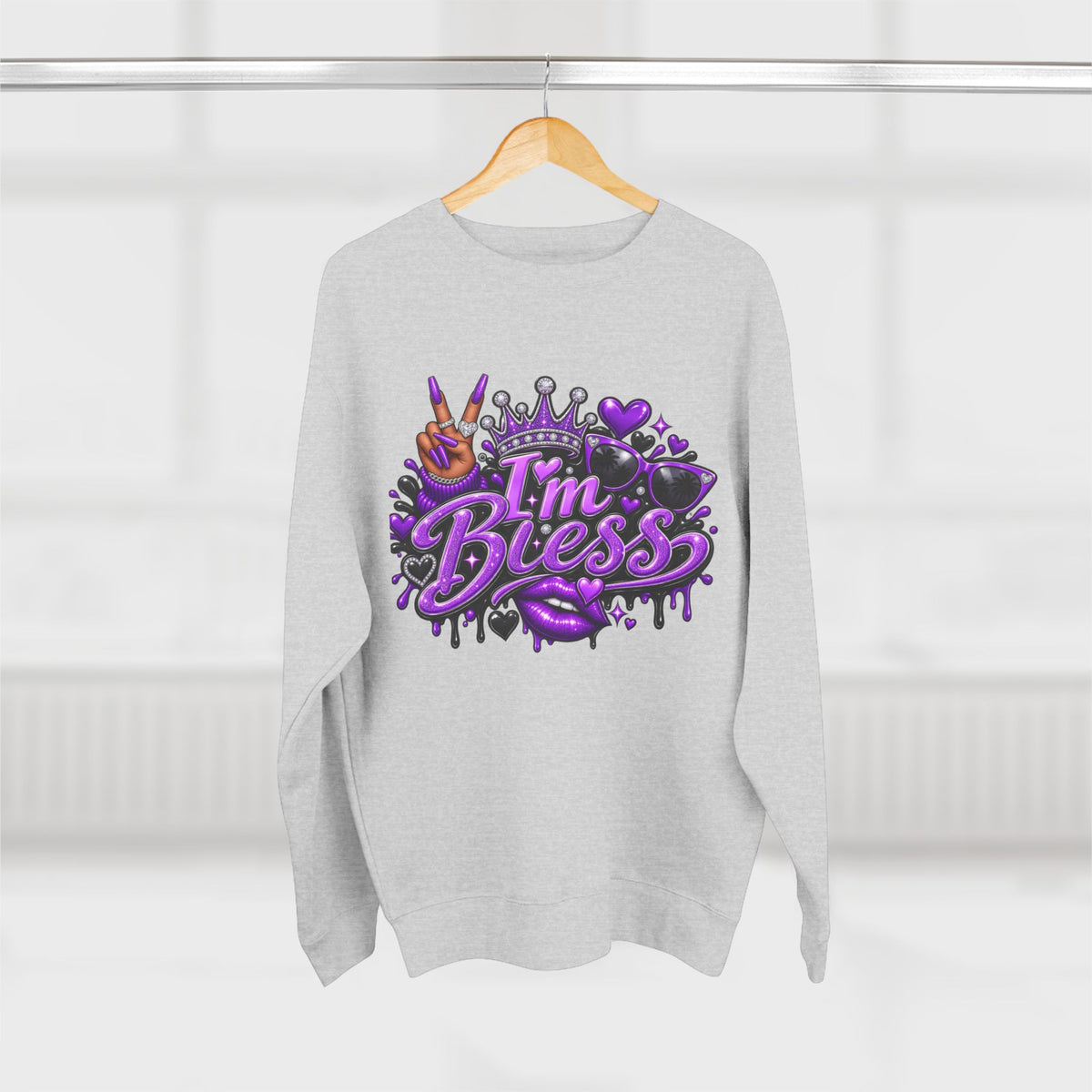 I'm Bless Graphic Sweatshirt — Purple Crown Streetwear Crewneck