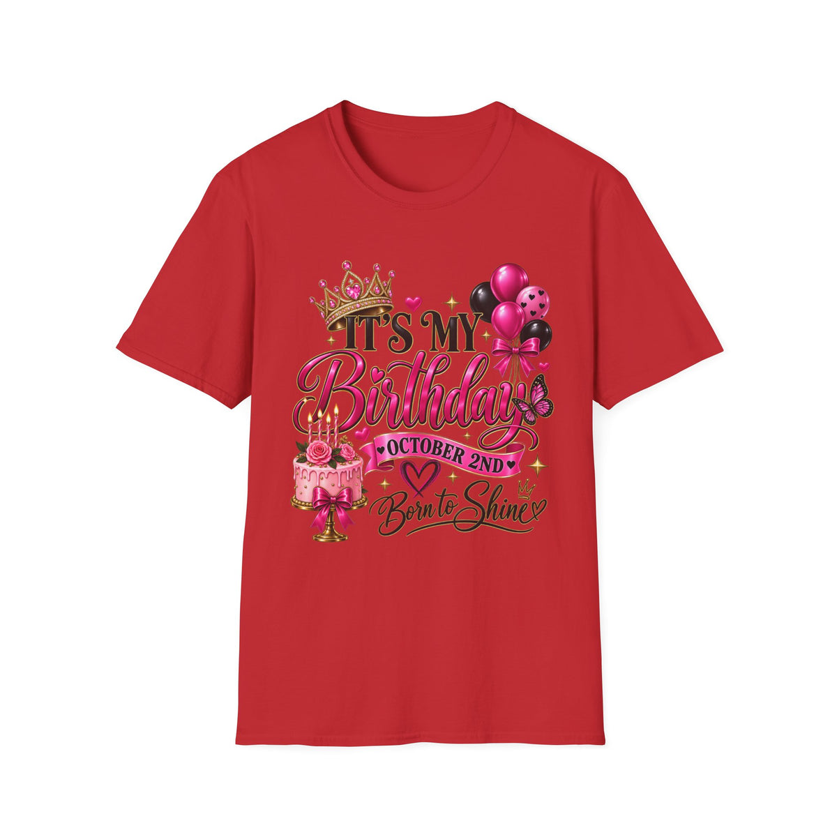 Birthday T-Shirt – “It’s My Birthday” Pink Crown & Balloons | Custom Birthday Shirt