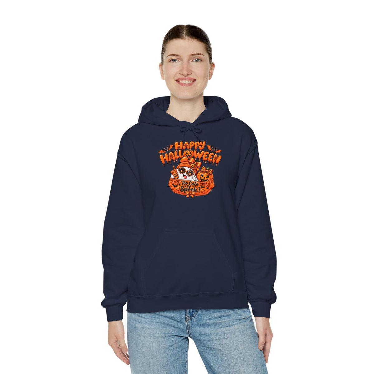 Halloween Cat Hoodie – "Happy Halloween" Pumpkin Cats Graphic