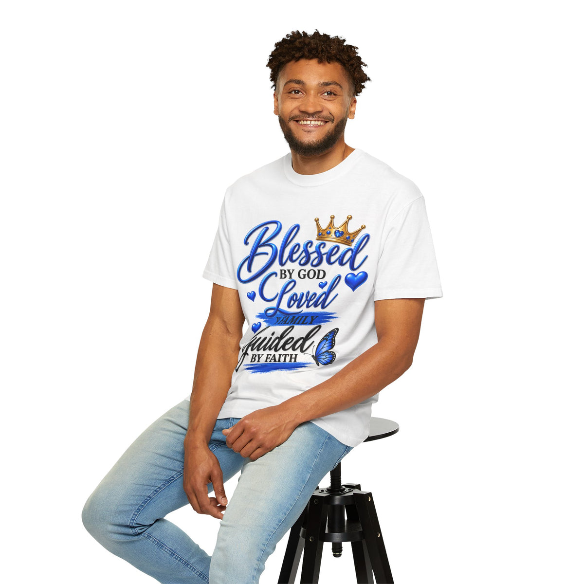 Blessed by God Loved by Family Guided by Faith T-Shirt