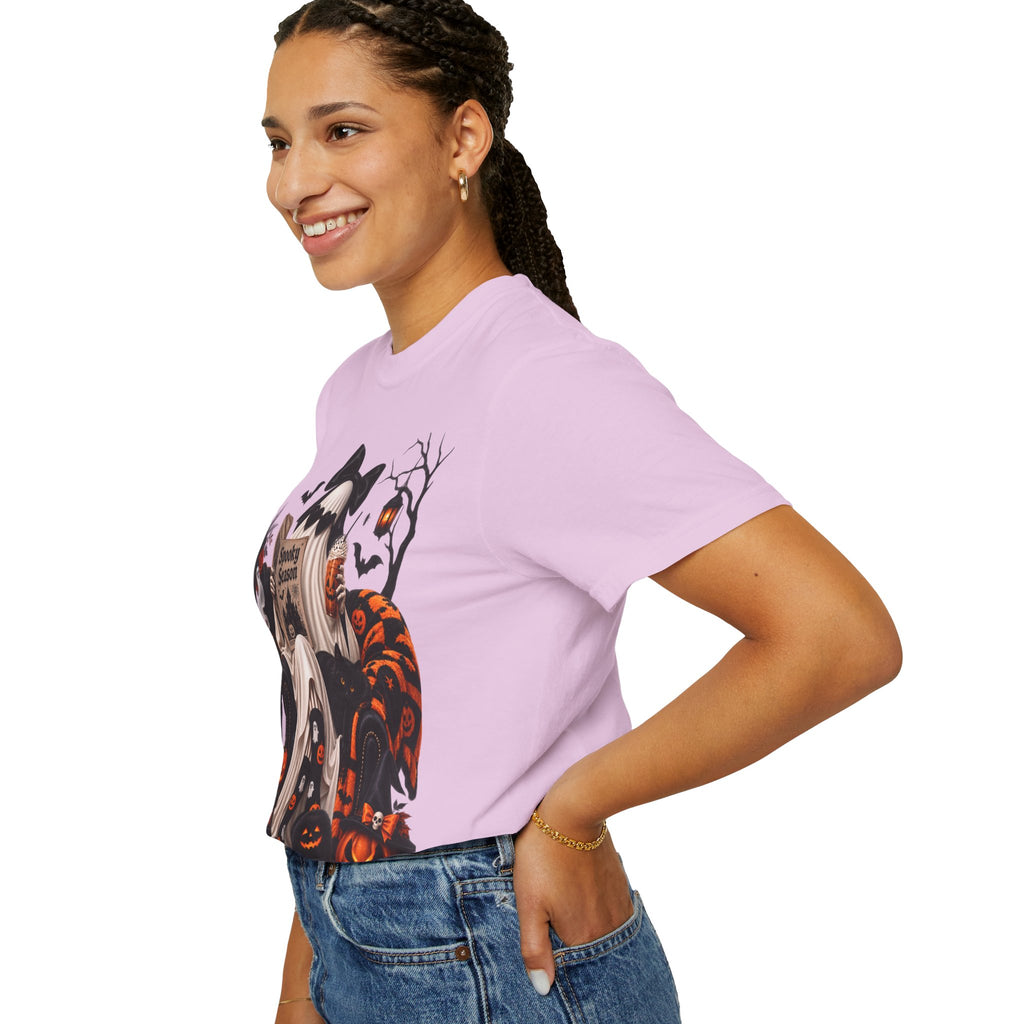 Halloween Ghost Reading T-Shirt — Spooky Pumpkin & 'Spooky Season' Graphic