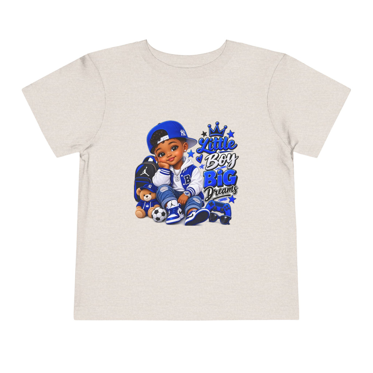Toddler Tee — "Little Boy Big Dreams" Blue Sports Graphic