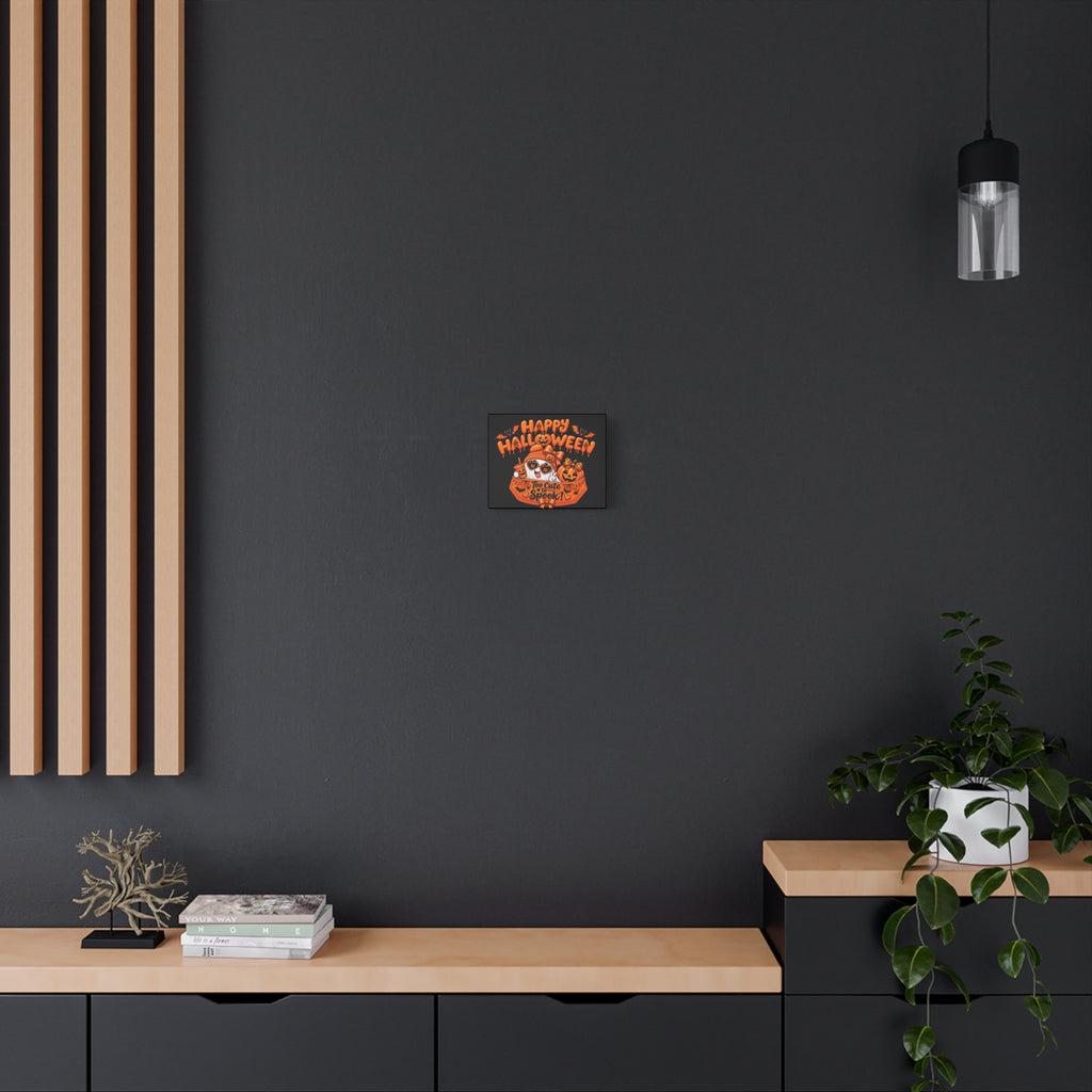 Happy Halloween Canvas — "Too Cute to Spook!" Kawaii Pumpkin Ghost Wall Art