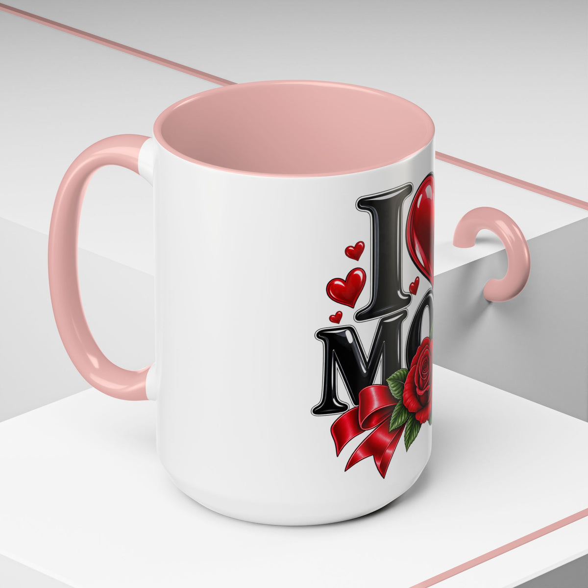 I  Mom Coffee Mug – Red Rose Mother’s Day Accent Mug (11/15oz)