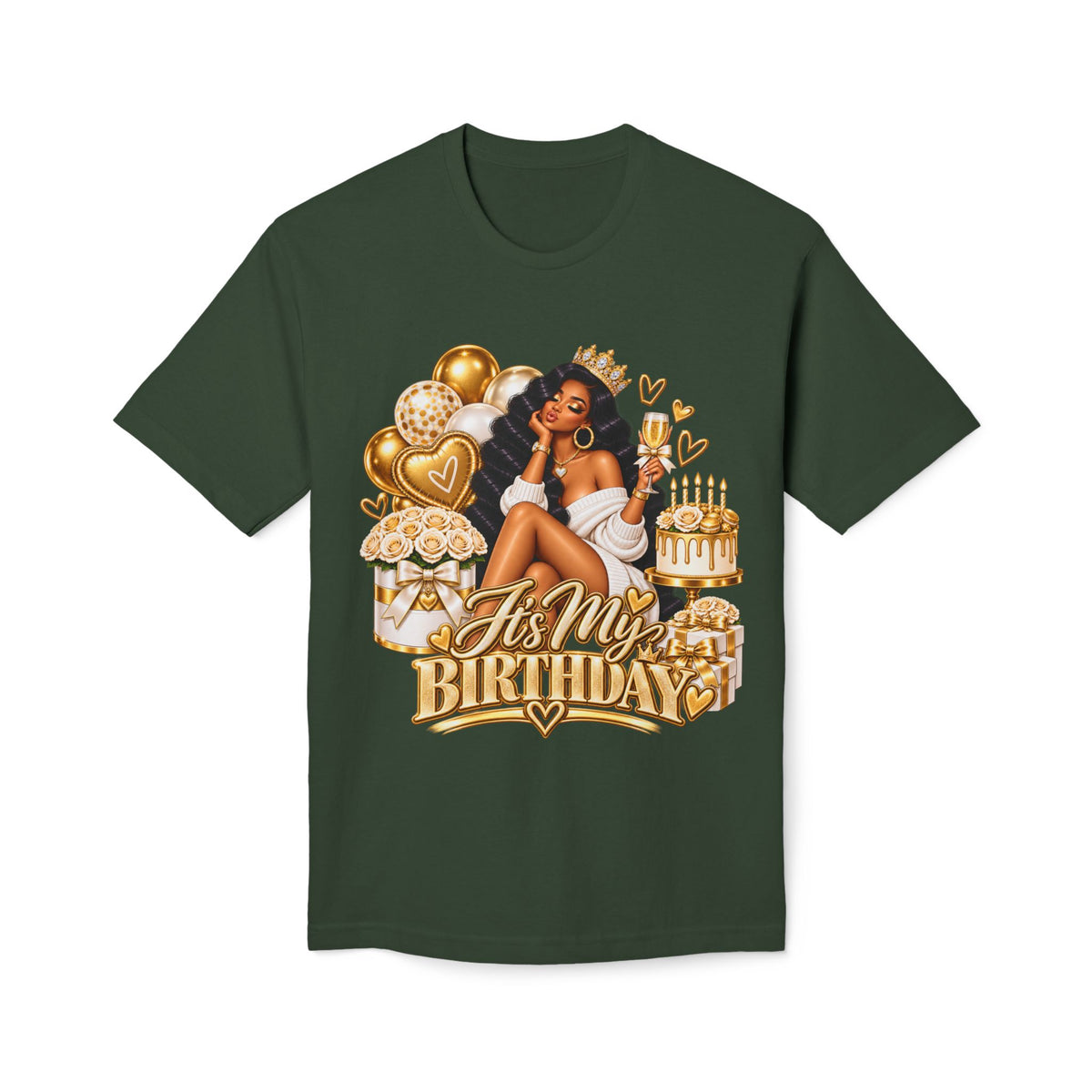 Birthday Queen T-Shirt – "It's My Birthday" Gold Party Design