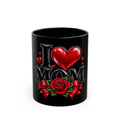I Heart Mom Black Mug — 'I  Mom' Rose Gift Mug for Mother's Day