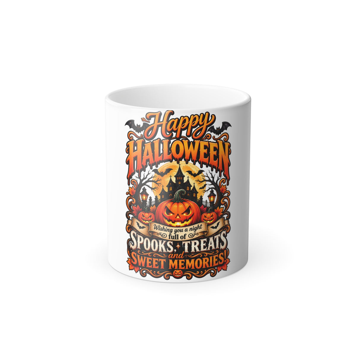 Happy Halloween Color-Changing Mug — 'Spooks & Treats' 11oz Magic Morphing Coffee Cup