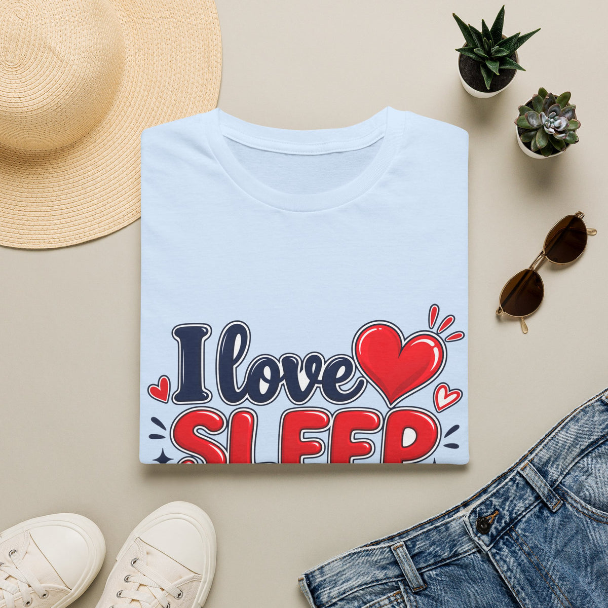 I Love Sleep T-Shirt — Cute Heart Graphic Sleep Lover Tee
