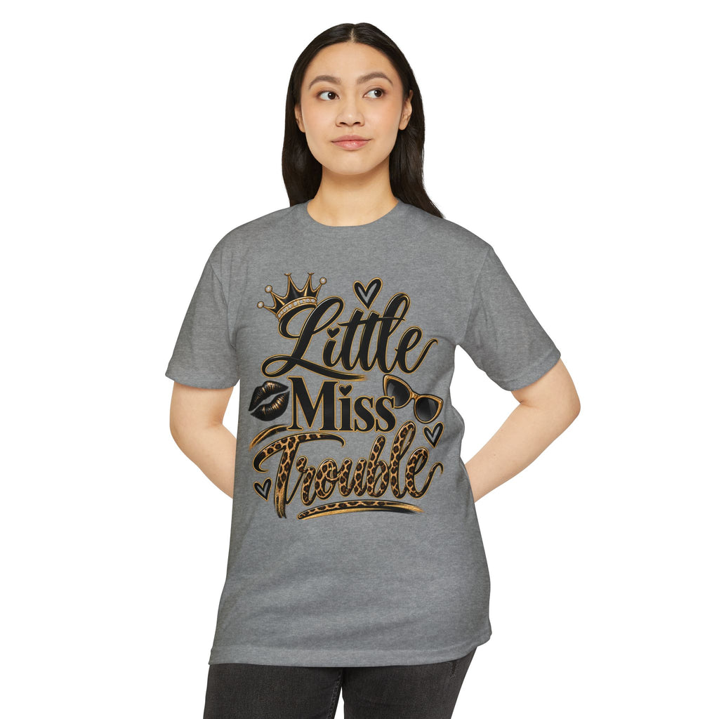 Little Miss Trouble Graphic T-Shirt — Leopard Crown Lip Print