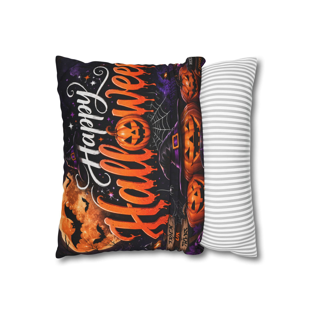 Halloween Witch Pillowcase — "Happy Halloween" Black Girl Witch Decorative Throw Pillow Cover