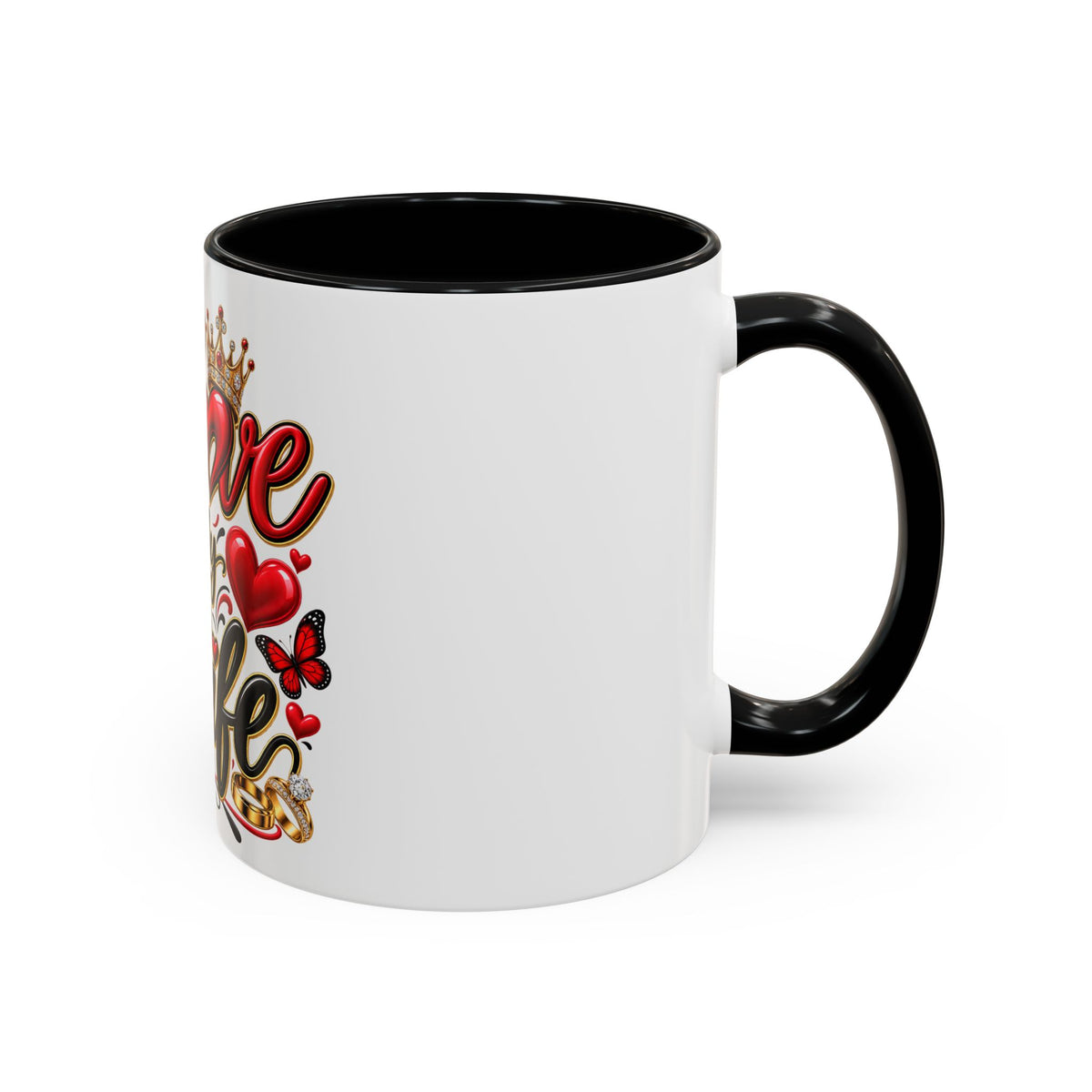 I Love My Wife Coffee Mug – Romantic Roses & Crown Accent Mug (11/15 oz)