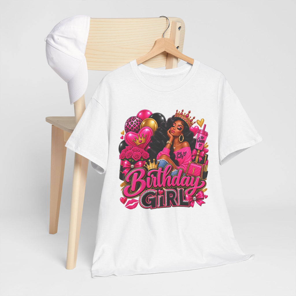 Birthday Girl T‑Shirt — Pink Crowned Diva Birthday Tee