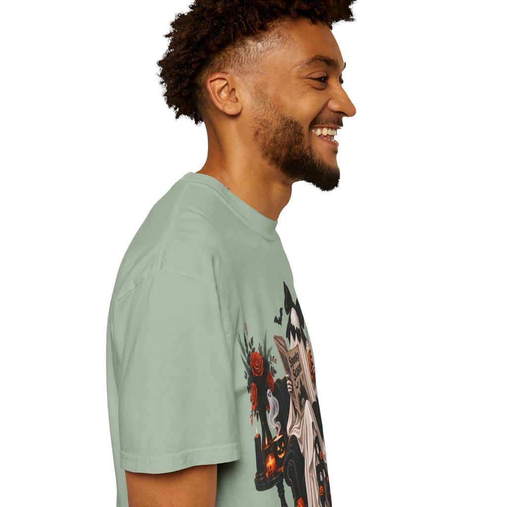 Halloween Ghost Reading T-Shirt — Spooky Pumpkin & 'Spooky Season' Graphic