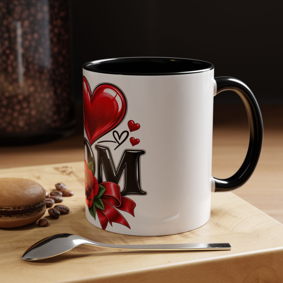 I  Mom Coffee Mug – Red Rose Mother’s Day Accent Mug (11/15oz)